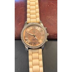 Women's 40mm Gold Tone charming Charlie Watch, Mocha Color Band